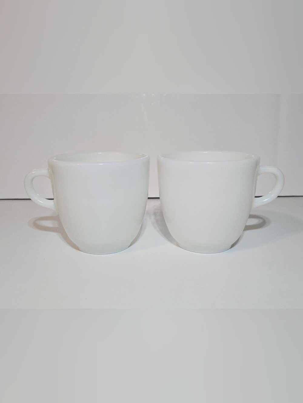 Pyrex Milk Glass White Coffee Mug 3.5" Set Of 2 Vintage Mid-Century Drinkware
